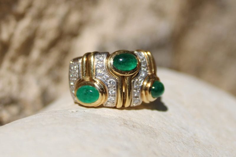 Bague Mojito ✦ or jaune, émeraudes et diamants