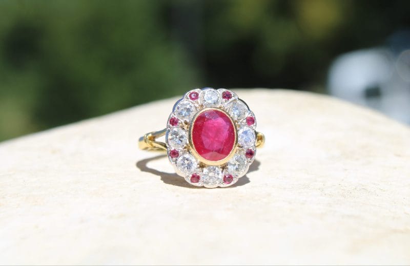 Bague Pompadour ✦ deux ors, rubis et diamants