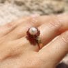 Bague Flora ✦ perle de culture et rubis