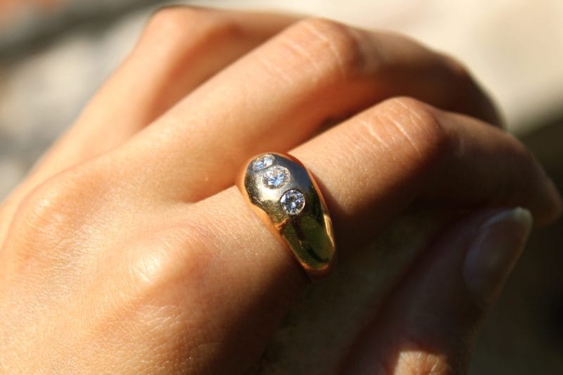 Bague Bérénice ✦ or rose et trio de diamants