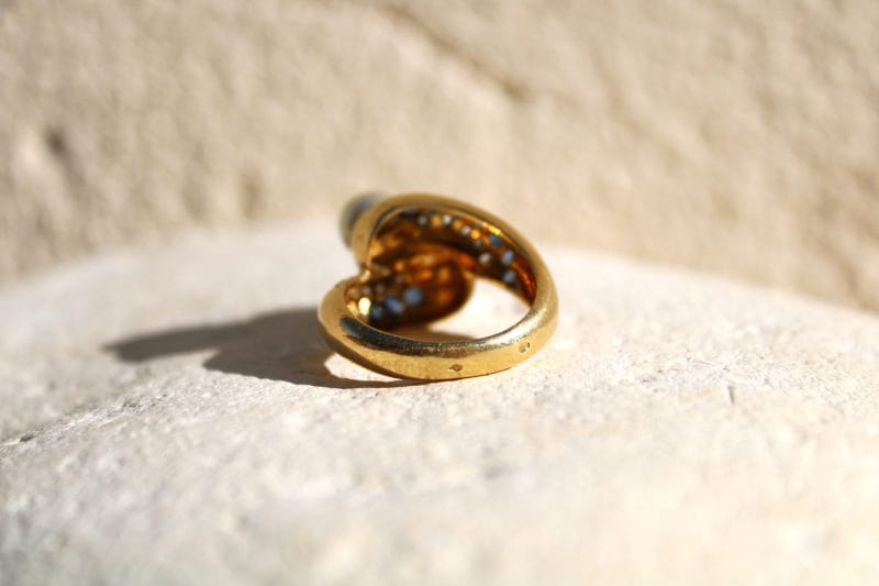Bague Océane ✦ perles de culture irisées, diamants et saphirs