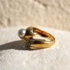 Bague Océane ✦ perles de culture irisées, diamants et saphirs