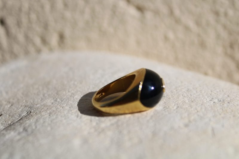Bague Monica ✦ or jaune onyx et diamant jaune cœur