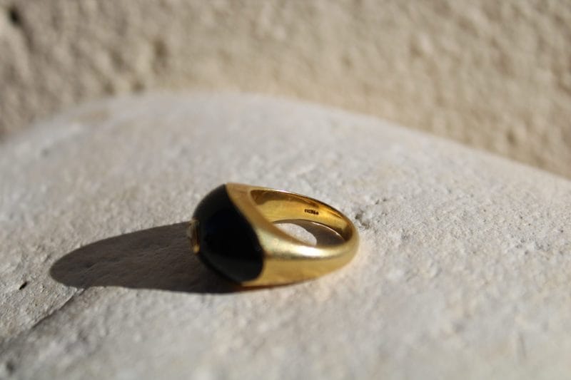 Bague Monica ✦ or jaune onyx et diamant jaune cœur