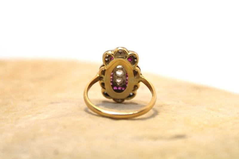 Bague Théodora ✦ deux ors Art Déco, diamants et rubis