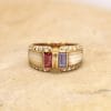 Bague Jasmine ✦ or jaune, nacre et pierres rose & mauve
