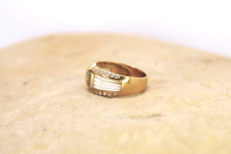 Bague Jasmine ✦ or jaune, nacre et pierres rose & mauve