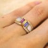 Bague Jasmine ✦ or jaune, nacre et pierres rose & mauve