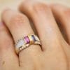 Bague Jasmine ✦ or jaune, nacre et pierres rose & mauve