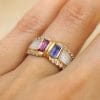 Bague Jasmine ✦ or jaune, nacre et pierres rose & mauve
