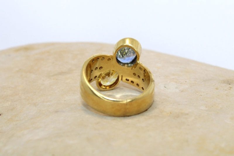Bague Céleste ✦ or jaune, saphirs bleu & jaune et diamants
