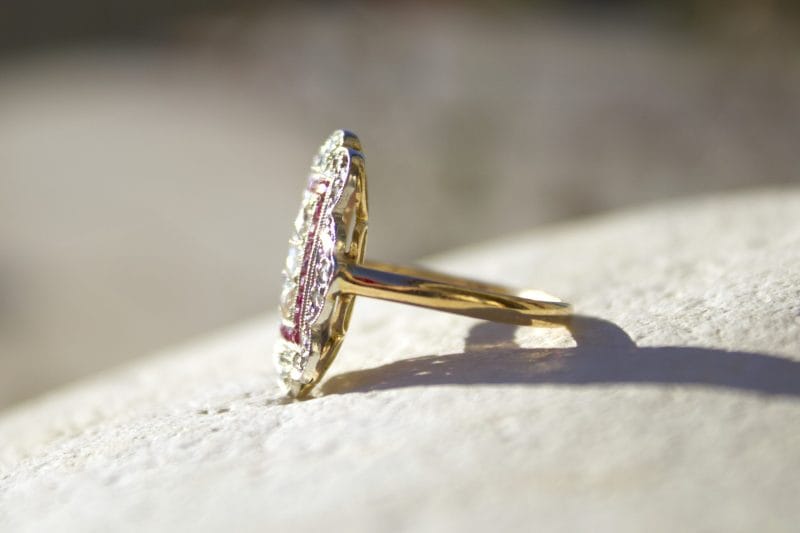 Bague Théodora ✦ deux ors Art Déco, diamants et rubis