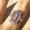 Bague Théodora ✦ deux ors Art Déco, diamants et rubis