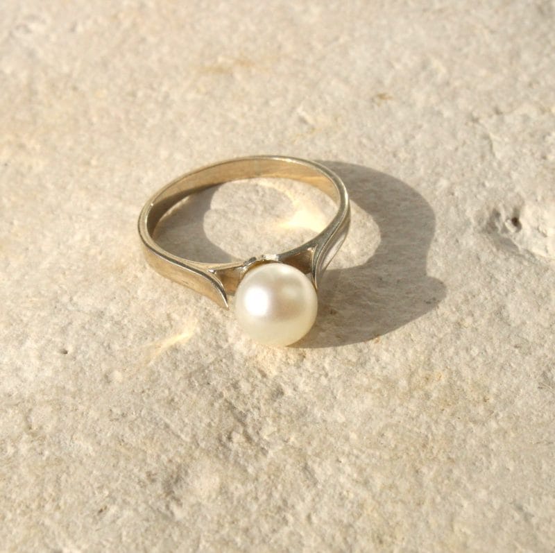 Bague Juliette ✦ or blanc et perle de culture