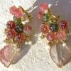 Boucles d'oreilles Carmelita ✦ or jaune, tourmalines sculptées et perles de culture